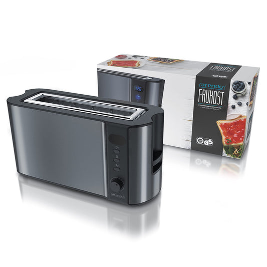 Arendo Langschlitz Toaster Arendo 2 Scheiben Toaster mit Brötchenaufsatz Grau